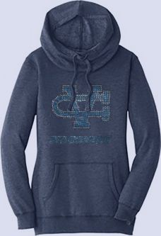 Bling Ladies Lightweight Fleece Hoodie, Heathered Navy